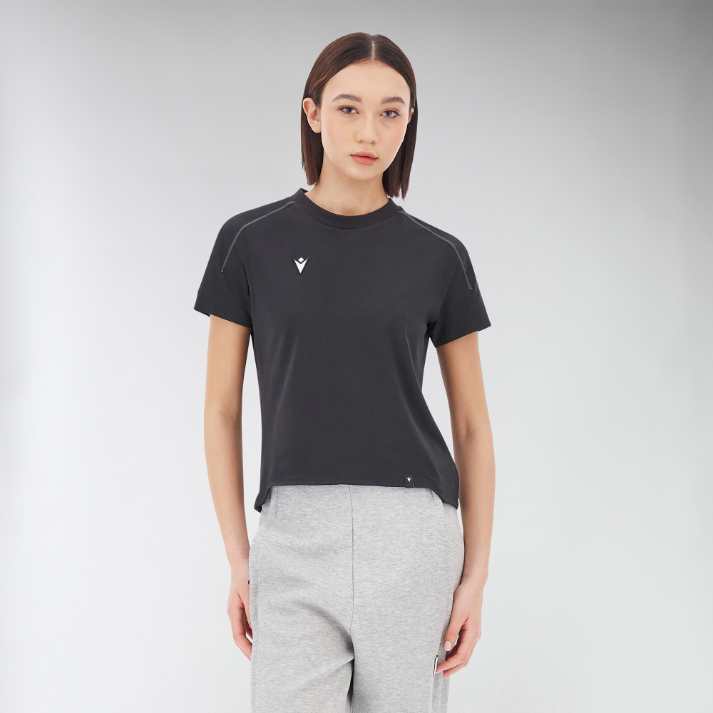Tropea crew neck top with shaped hem
